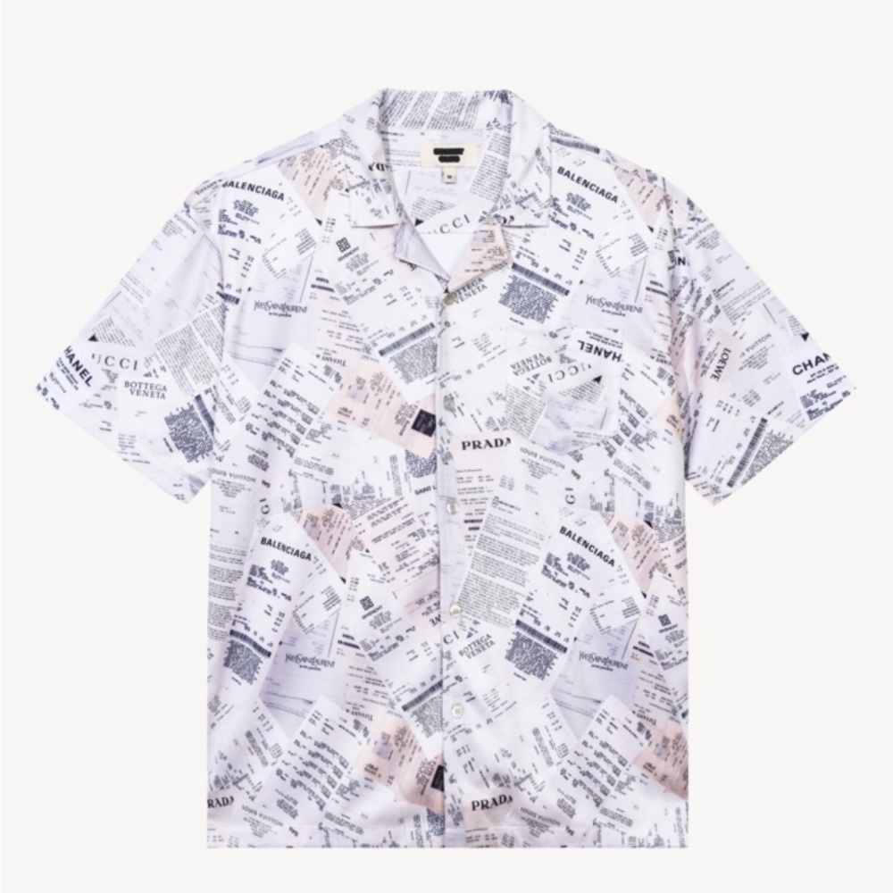 Men’s Secret Club Receipt SS button Down Shirt Size Large NWT Sold Out Online